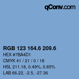 カラーコード: RGB 123 164.6 209.6 | qconv.com