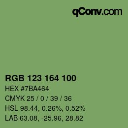Color code: RGB 123 164 100 | qconv.com