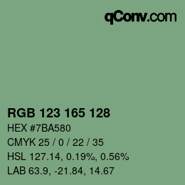 Color code: RGB 123 165 128 | qconv.com