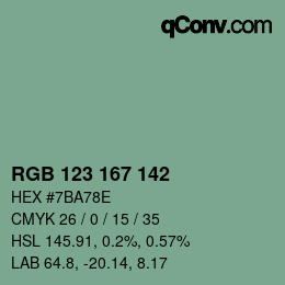カラーコード: RGB 123 167 142 | qconv.com