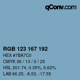 カラーコード: RGB 123 167 192 | qconv.com