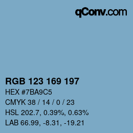 Color code: RGB 123 169 197 | qconv.com