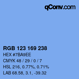 Color code: RGB 123 169 238 | qconv.com