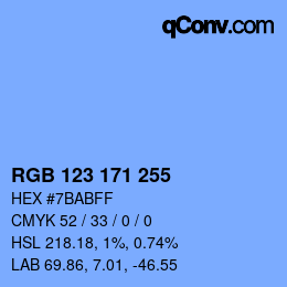 Color code: RGB 123 171 255 | qconv.com