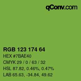 Color code: RGB 123 174 64 | qconv.com