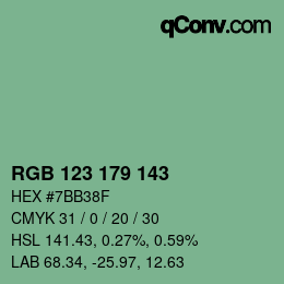 颜色代码: RGB 123 179 143 | qconv.com