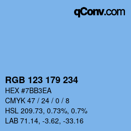 Color code: RGB 123 179 234 | qconv.com
