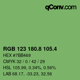 カラーコード: RGB 123 180.8 105.4 | qconv.com