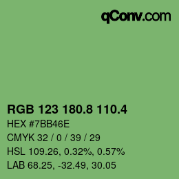 カラーコード: RGB 123 180.8 110.4 | qconv.com