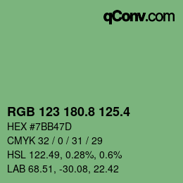 カラーコード: RGB 123 180.8 125.4 | qconv.com