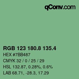 カラーコード: RGB 123 180.8 135.4 | qconv.com