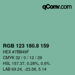 カラーコード: RGB 123 180.8 159 | qconv.com