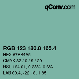 カラーコード: RGB 123 180.8 165.4 | qconv.com