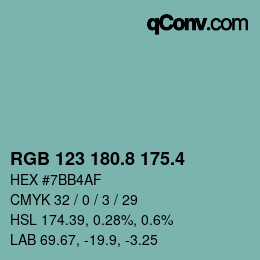 カラーコード: RGB 123 180.8 175.4 | qconv.com