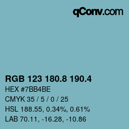 カラーコード: RGB 123 180.8 190.4 | qconv.com