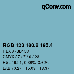 カラーコード: RGB 123 180.8 195.4 | qconv.com