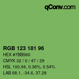 Color code: RGB 123 181 96 | qconv.com