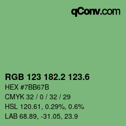 カラーコード: RGB 123 182.2 123.6 | qconv.com