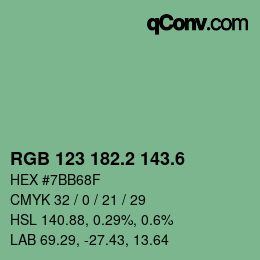 カラーコード: RGB 123 182.2 143.6 | qconv.com