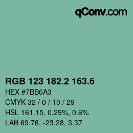 カラーコード: RGB 123 182.2 163.6 | qconv.com