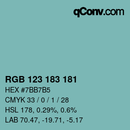 カラーコード: RGB 123 183 181 | qconv.com