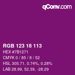 カラーコード: RGB 123 18 113 | qconv.com