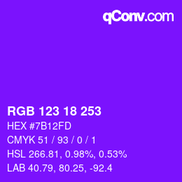 Color code: RGB 123 18 253 | qconv.com