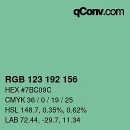 Color code: RGB 123 192 156 | qconv.com