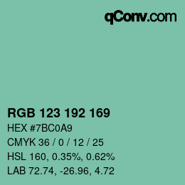 Color code: RGB 123 192 169 | qconv.com