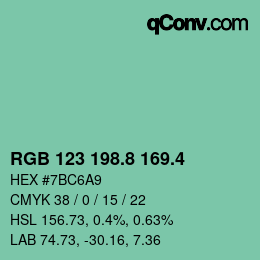 カラーコード: RGB 123 198.8 169.4 | qconv.com