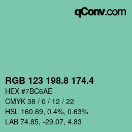 カラーコード: RGB 123 198.8 174.4 | qconv.com