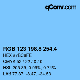 カラーコード: RGB 123 198.8 254.4 | qconv.com