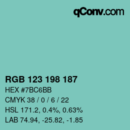 Color code: RGB 123 198 187 | qconv.com