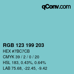 Código de color: RGB 123 199 203 | qconv.com