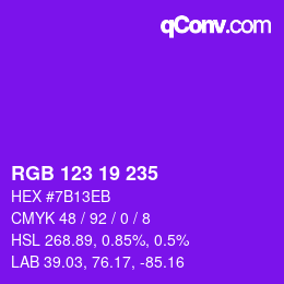 颜色代码: RGB 123 19 235 | qconv.com