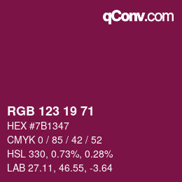 颜色代码: RGB 123 19 71 | qconv.com