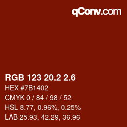 カラーコード: RGB 123 20.2 2.6 | qconv.com