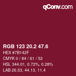 カラーコード: RGB 123 20.2 47.6 | qconv.com