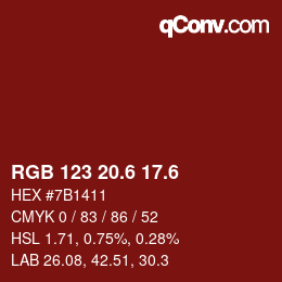 カラーコード: RGB 123 20.6 17.6 | qconv.com