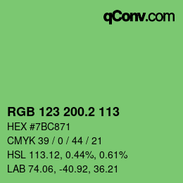 カラーコード: RGB 123 200.2 113 | qconv.com