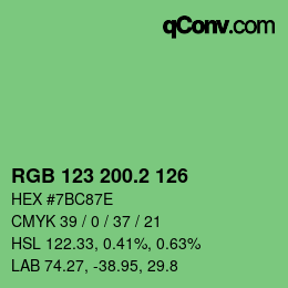カラーコード: RGB 123 200.2 126 | qconv.com