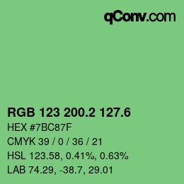 カラーコード: RGB 123 200.2 127.6 | qconv.com