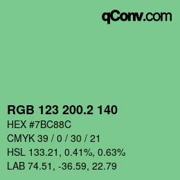カラーコード: RGB 123 200.2 140 | qconv.com