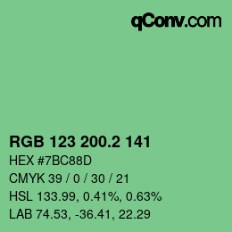 カラーコード: RGB 123 200.2 141 | qconv.com