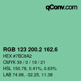 カラーコード: RGB 123 200.2 162.6 | qconv.com