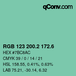 カラーコード: RGB 123 200.2 172.6 | qconv.com