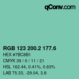 カラーコード: RGB 123 200.2 177.6 | qconv.com