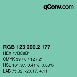 カラーコード: RGB 123 200.2 177 | qconv.com