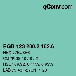カラーコード: RGB 123 200.2 182.6 | qconv.com