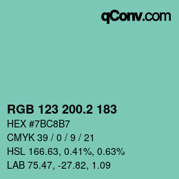 カラーコード: RGB 123 200.2 183 | qconv.com